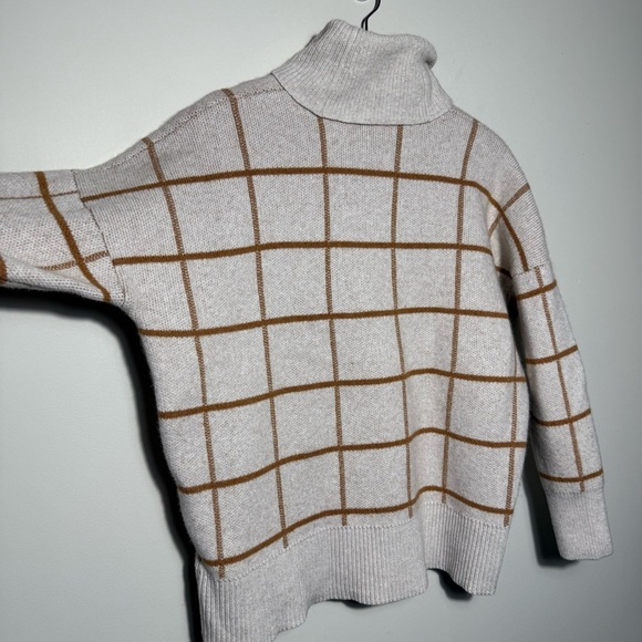 Madewell Pearldale Turtleneck Sweater Windowpane In Cream Size M cotton/wool - Picture 7 of 11